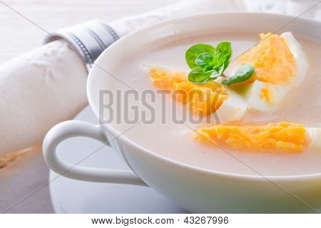 Polish Easter Soup With Egg And Sausage