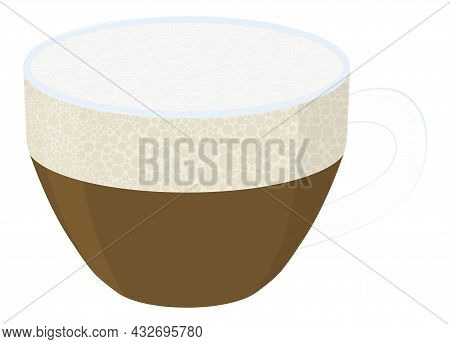 Cartoon Raf Coffee In Glass Cup. Isolated Hot Drink Illustration On White Background.