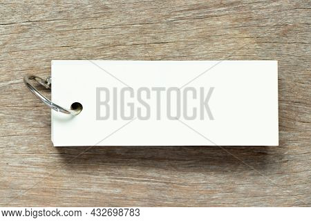 Blank White Color Fash Card On Wood Background