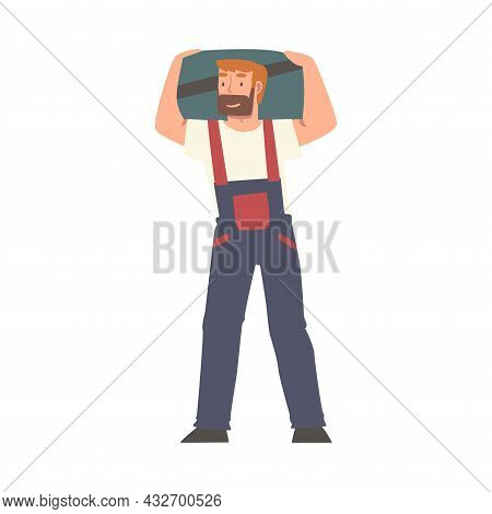 Handyman Or Fixer As Skilled Man In Overall Carrying Box Engaged In Home Repair Work Vector Illustra