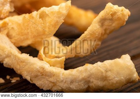 Fried Breadsticks With Salt, Close-up, Selective Focus