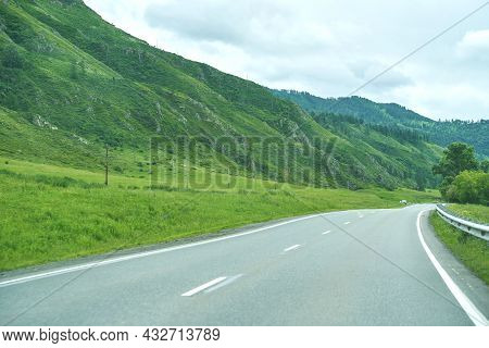 Vacation Roadtrip Landscape. Russian Altai Mountains. Multa Region. Holiday At Home. Staycation Conc