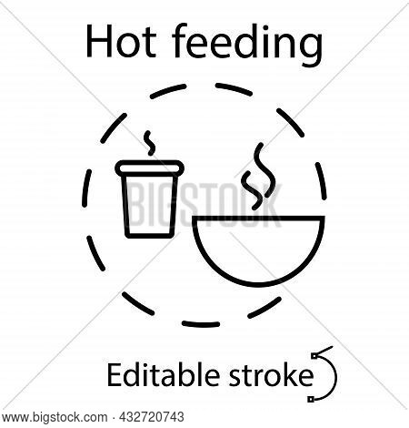 School Meal Concept Outline Concept Icon. Kids Menu. Hot Lunches. Customizable Linear Contour Symbol