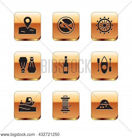Set Location Fishing, Fishing Boat Water, Spinning Reel For, Bottle Of Vodka, Rubber Flippers Swimmi