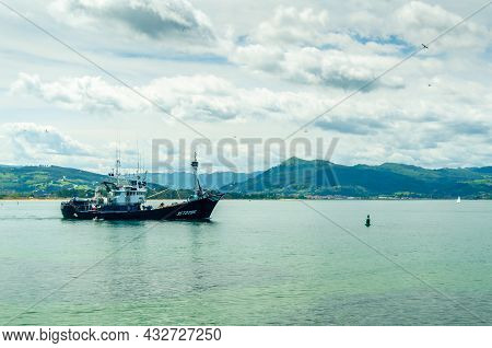 Santona, Spain - July 4, 2021: View Of Boats In The Port Of Santona, Spain