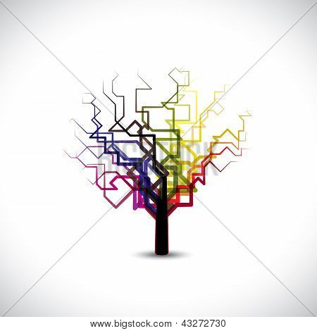 Streszczenie, kolorowe drzewa Symbol w cyfrowy lub binarne styl graficzny.