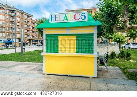 Santona, Spain - July 4, 2021: Ice Cream Stand In The Village Of Santona, Cantabria, Northern Spain