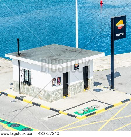 Santona, Spain - July 4, 2021: Repsol Gas Station In The Port Of Santona, Spain. Repsol Is A Spanish