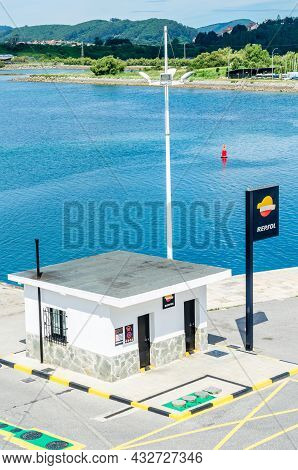 Santona, Spain - July 4, 2021: Repsol Gas Station In The Port Of Santona, Spain. Repsol Is A Spanish