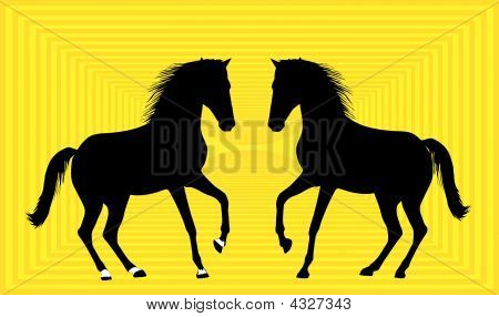 Silhouette Of Two Horses.eps