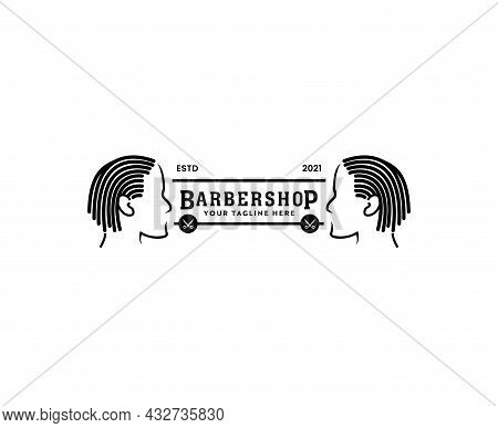 Hair Stylist African American Dreadlocks Locs Barbershop Logo With Male Silhouette Icon