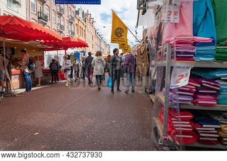 Amsterdam Netherlands - August 20 2017;  Albert Cuyp Street  Market In The City Popular With Locals 