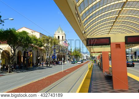 San Jose, Ca, Usa - Mar. 12, 2014: Platform Of Convention Center Station For Santa Clara Valley Tran
