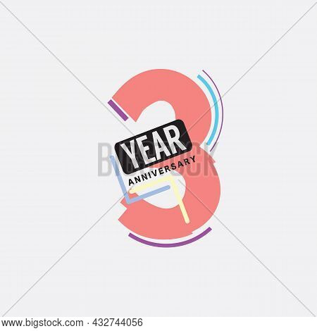 3th Years Anniversary Logo Birthday Celebration Abstract Design Vector Illustration. Eps 10
