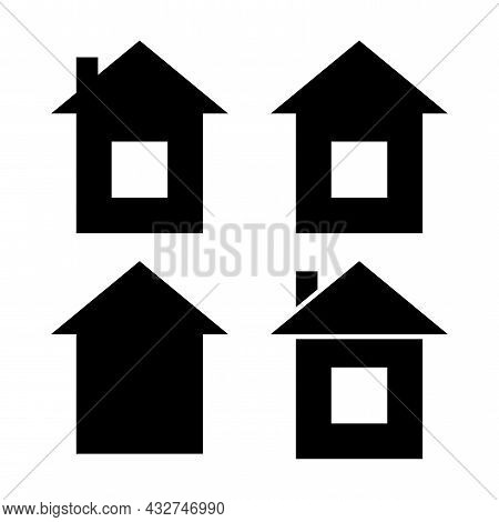 Black House Vector. Building Logo. Icon Design Vector. House Icon Set. Building House. Vector Illust