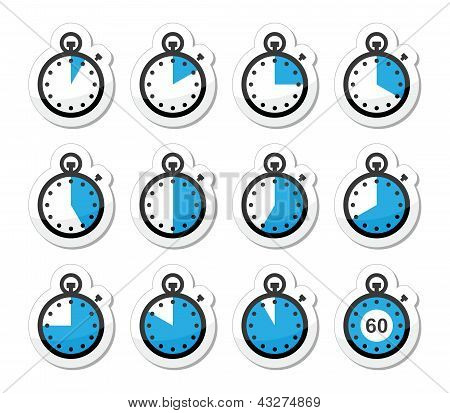 時間、時計、ストップウォッチ ベクトル アイコンを設定