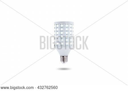Led Energy-saving Lamp, Screw Cap E27 230v Isolated On White Background.