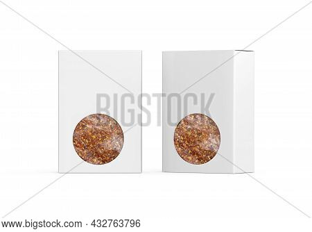 Transparent Window Paper Box For Chilli Flakes, Chilli Flakes Packaging Box Mock Up Template On Isol
