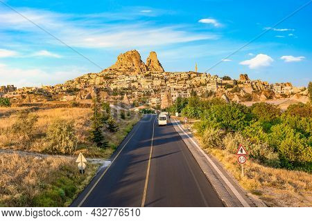 Road To Uchhisar, Cave Town In Cappadocia
