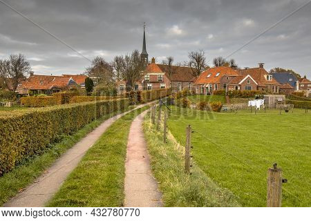 Neighborhood Scene Of Street In Hamlet Of Niehove Historic Dwelling Mound Village, Groningen Provinc