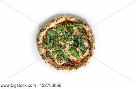 Pizza Tonno Con Cipolla Isolated On A White Background.