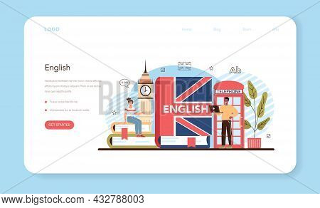 English Class Web Banner Or Landing Page. Study Foreign Languages