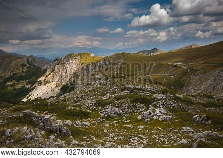 Beautiful Valley View From The Peak Of Terminillo Mountain In Lazio, Central Italy