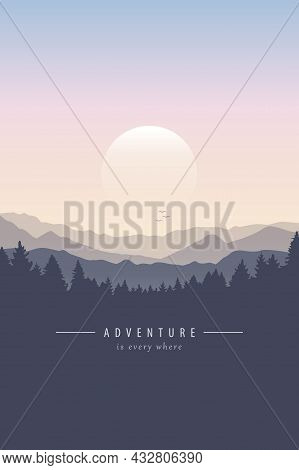 Adventure Purple Mountain Landscape Background At Sunset