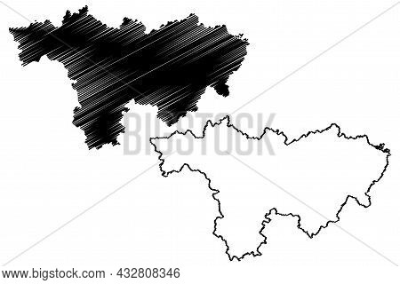 Aligarh District (uttar Pradesh State, Republic Of India) Map Vector Illustration, Scribble Sketch A