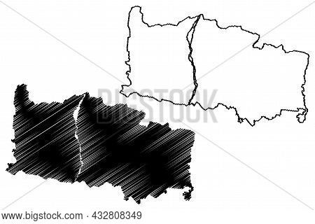 Alipurduar District (west Bengal State, Republic Of India) Map Vector Illustration, Scribble Sketch 
