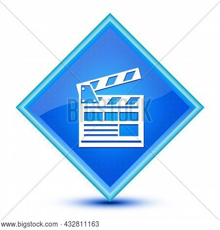 Cinema Icon Isolated On Special Blue Diamond Button Abstract Illustration