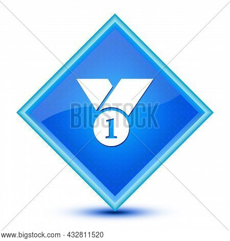 Number 1 Icon Isolated On Special Blue Diamond Button Abstract Illustration