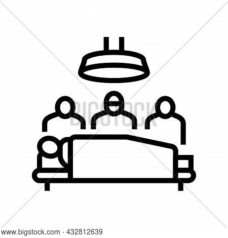 Surgery Doctor And Assistant Team Line Icon Vector. Surgery Doctor And Assistant Team Sign. Isolated