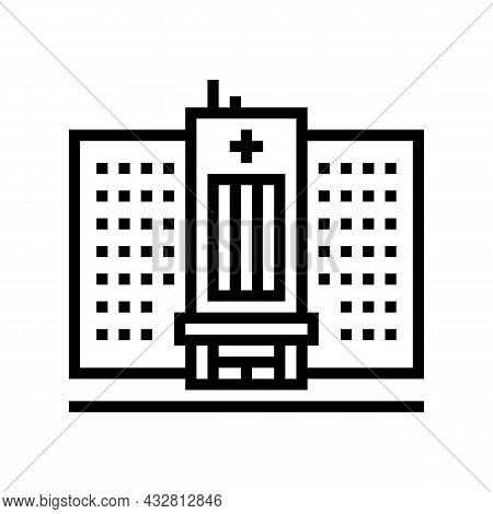 Hospital Building Line Icon Vector. Hospital Building Sign. Isolated Contour Symbol Black Illustrati