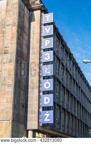 Lodz, Poland - June 7, 2021: Sign Tvp 3 Lodz.