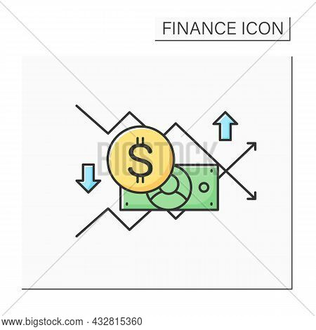 Sales Forecasting Color Icon. Stock And Retail Statistic And Analytics. Business Production And Futu