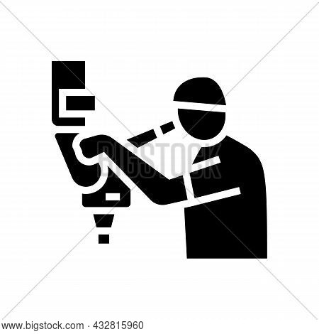 Microsurgery Doctor Work Glyph Icon Vector. Microsurgery Doctor Work Sign. Isolated Contour Symbol B