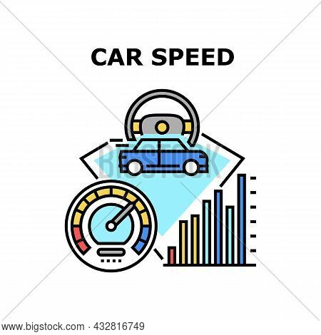 Car Speed Meter Vector Icon Concept. Car Speed Meter Device For Controlling Automobile, Driver Drivi