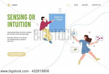 Website Of Sensing Or Intuition Thinking Mbti Type Flat Vector Illustration.