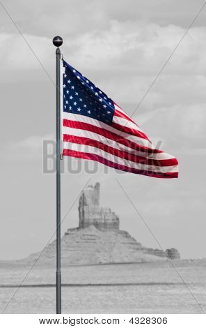Amerykańską flagę w Monument Valley