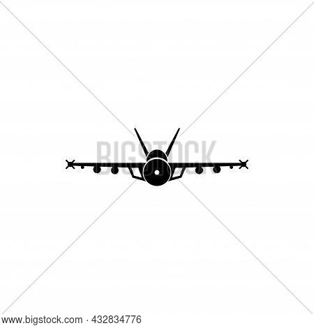Jet Fighter, Supersonic Plane Flight. Flat Vector Icon Illustration. Simple Black Symbol On White Ba