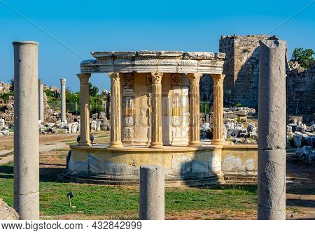 Temple Of Fortune (tyche Tapinagi) In Ancient Side, Turkey