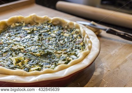 Homemade Vegetable Swiis Chard And Tomato Pie Process From Pie Dough To Filling
