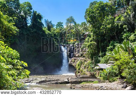 Tegenungan Waterfall On Bali, Indonesia In A Sunny Day