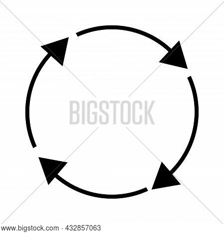 Black Circle Arrow. Circular Design. Forward Icon. Isolated Symbol. Line Art. Vector Illustration. S