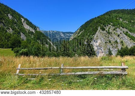  Summer landscape in the Carpathians, Pestera Village, Romania, Europe                              