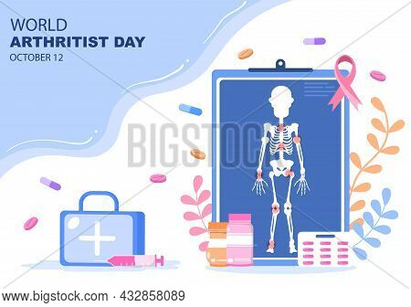 World Arthritis Day Background Which Is Celebrated On October 12. Medical Treat Rheumatism, Osteoart