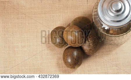 Monk Fruit Or Luo Han Guo. Dried Fruits For Healthy Sweetener Drink.