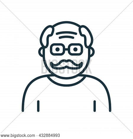 Old Senior Person Line Icon. Happy Elder Man Linear Pictogram. Old Grandfather Outline Icon. Retirem