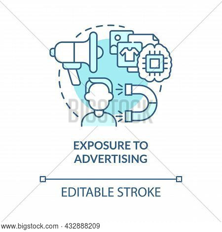Exposure To Advertising Blue Concept Icon. People Buy More When See Ads. Excessive Buying. Commercia